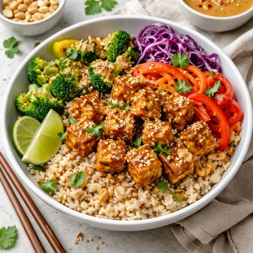 Cuenco picante de tofu con cacahuete y verduras: una comida rápida y sabrosa para cualquier noche entre semana