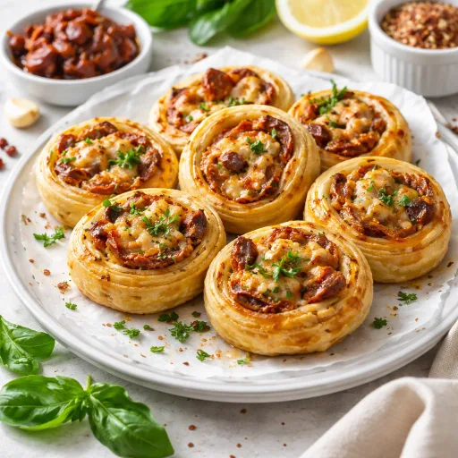 Palmiers feuilletés au fromage et aux tomates séchées, dorés et savoureux