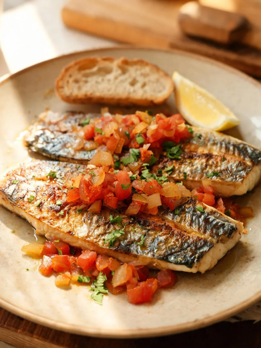 Canned Mackerel Skillet with Garlic and Tomatoes