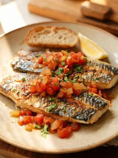 Canned Mackerel Skillet with Garlic and Tomatoes