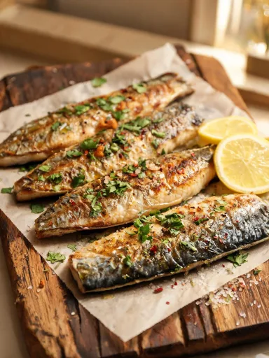 Pan-Seared Mackerel with Lemon and Garlic