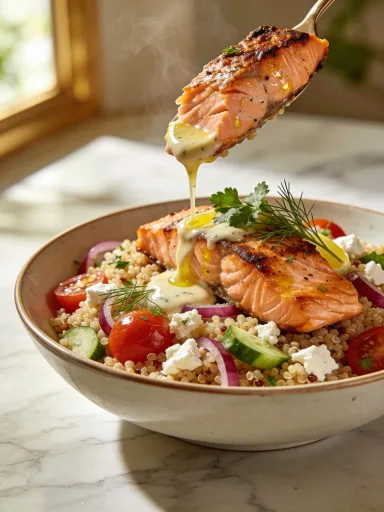 Mediterranean Quinoa Salmon Bowl