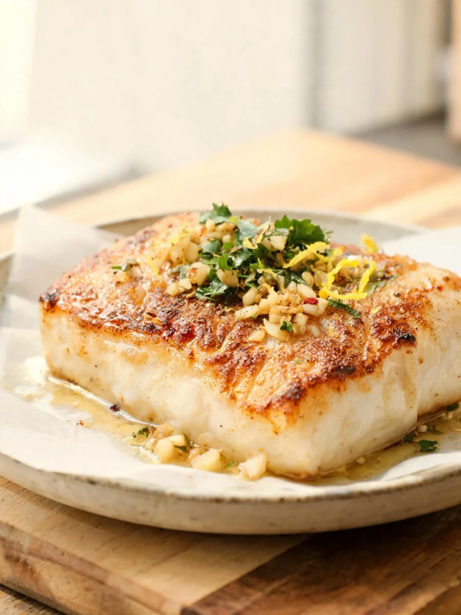Pan Seared Garlic Butter Halibut