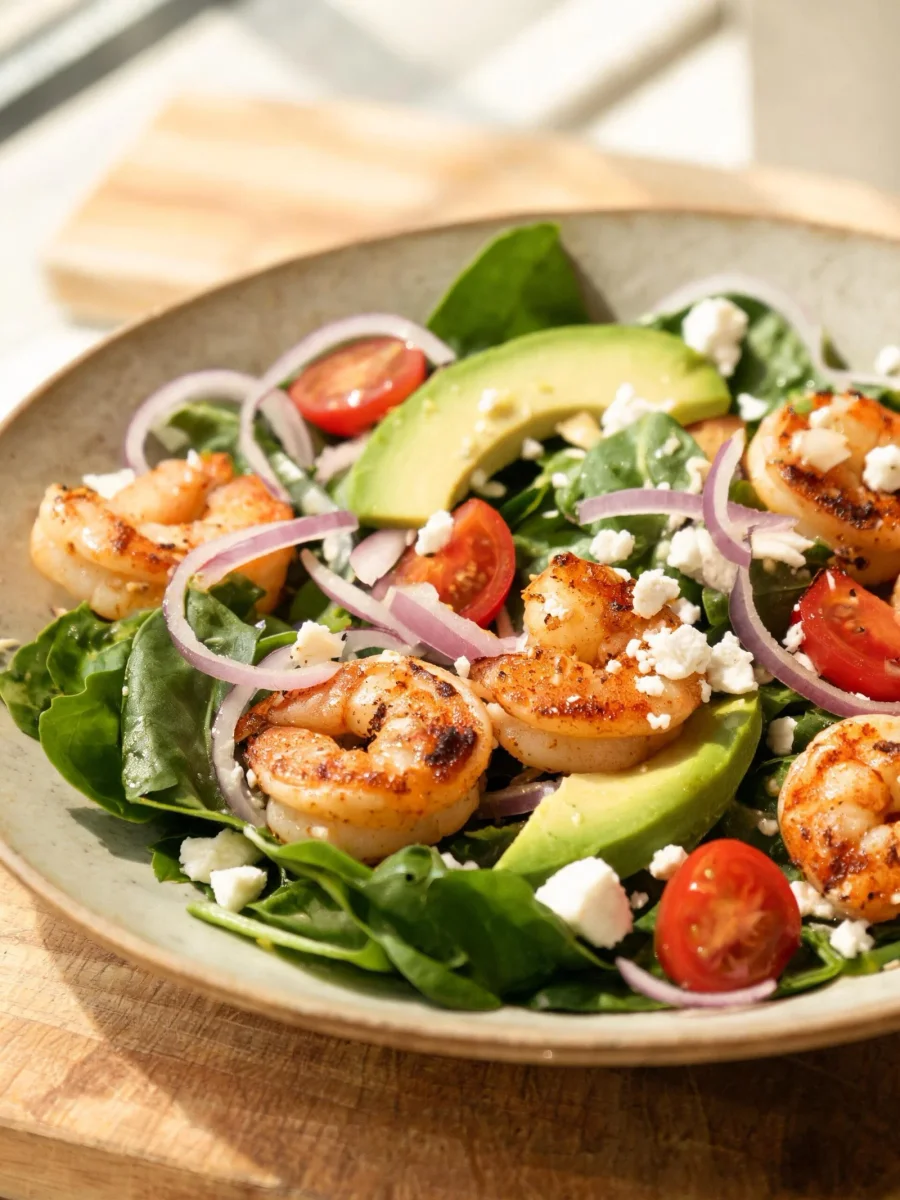 Shrimp Avocado and Spinach Salad