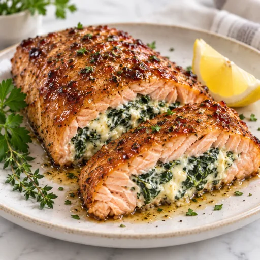 Brown Sugar Glazed Stuffed Salmon