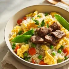 Baked Onion Beef Fried Rice Recipe