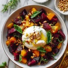 Beet and Burrata Salad with Pine Nuts and Honey-Balsamic Dressing Recipe
