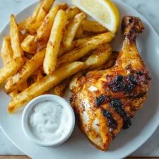 Butterflied Portuguese Chicken with Lemon Toum and Crispy Oven Fries Recipe