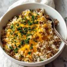 Cheesy Ground Beef and Rice Casserole Recipe