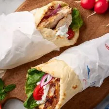 Chicken Shawarma Wrap with Garlic Sauce, Sumac Onions, and Fresh Veggies Recipe
