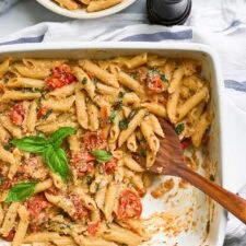 Creamy Baked Feta Pasta with Chicken and Roasted Tomatoes Recipe