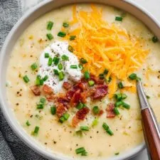 Creamy Cheddar Potato Soup with Bacon and Green Onions Recipe