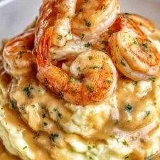 Creamy Garlic Shrimp Over Mashed Potatoes