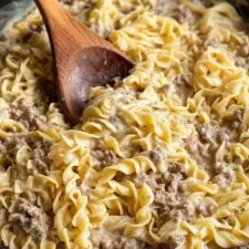Creamy Ground Beef Stroganoff with Egg Noodles Recipe