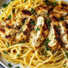 Pâtes au poulet et au beurre à l’ail