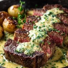 Garlic Butter Steak With Parmesan Cream Sauce Recipe