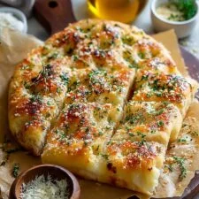 Focaccia con ajo y parmesano