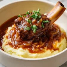 Greek-Style Braised Lamb Shanks with Mashed Potatoes Recipe