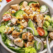 Ensalada saludable de pollo con salsa ranchera