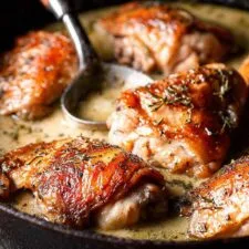 Herb Roasted Chicken in Creamy White Wine Sauce