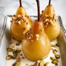 Honey Spice Poached Pears with Yogurt and Nuts Recipe