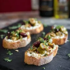 Mixed Olive and Whipped Feta Crostini Recipe