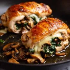 Mushroom and Spinach Stuffed Chicken Breast with Melting Mozzarella Recipe