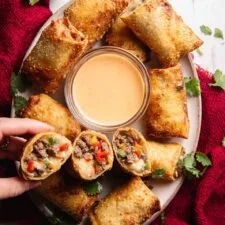 Philly Cheesesteak Egg Rolls with Creamy Chipotle Dipping Sauce Recipe