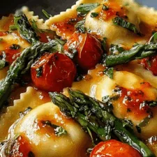 Ravioli with Tomatoes, Asparagus, Garlic, and Herbs