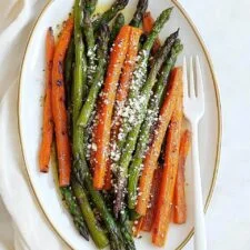 Roasted Asparagus and Carrots with Goat Cheese and Lemon Recipe