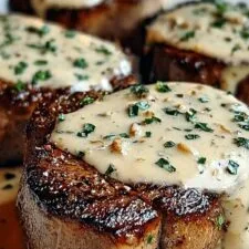 Steak with Haunted Bourbon Garlic Cream Sauce Recipe