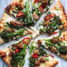 Spinach, Ricotta and Sausage Pizza with Broccolini and Chilli Jam Recipe