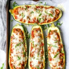 Sausage Stuffed Zucchini Boats