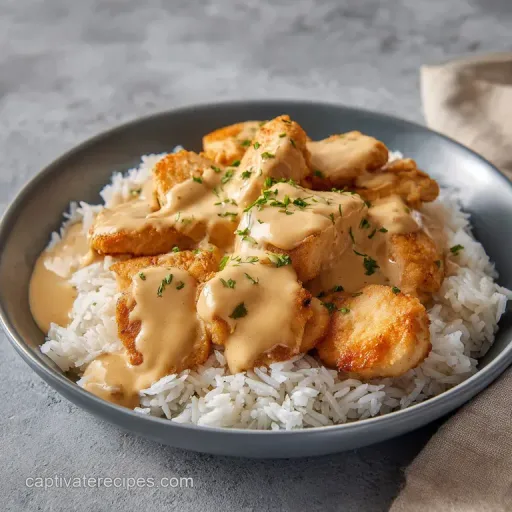 Poulet mijoté avec du riz, crémeux et du Sud