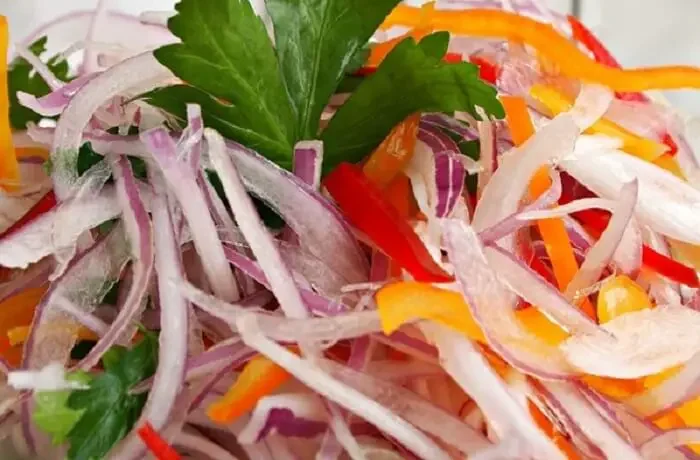 Traditional homemade Peruvian criolla sauce