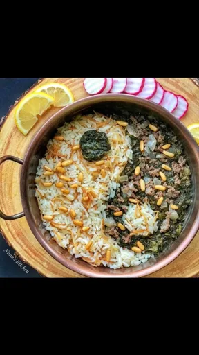 Spinach Stew With Vermicelli Rice Pilaf