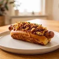 Cachorro-quente com chucrute crocante