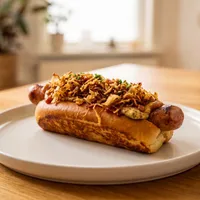 Hotdog with crispy sauerkraut