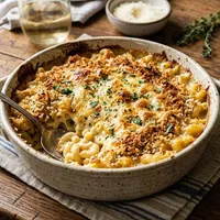Homemade mac & cheese met kaaskorstje