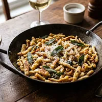 Homemade Spätzle with brown butter and sage