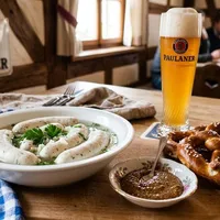 Homemade Weißwurst with sweet mustard