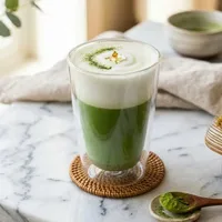 Fancy Matcha Latte with Vanilla and Foam