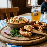 Bavarian Obatzda with pretzels