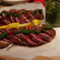 Tender entrecôte with homemade chimichurri