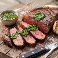 Picanha with chimichurri and roasted garlic