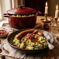 Endive stamppot with crispy bacon