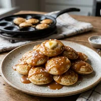 Artisanal Traditional Dutch Poffertjes with Salted Caramel