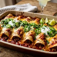 Enchiladas caseiras com molho de carne moída temperada