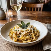 Zelfgemaakte pasta met salie-botersaus