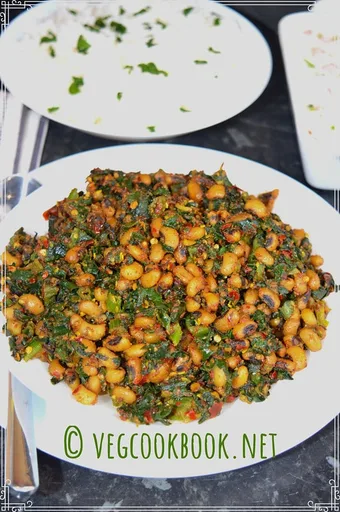 Spinach and Black Eyed Beans Saute